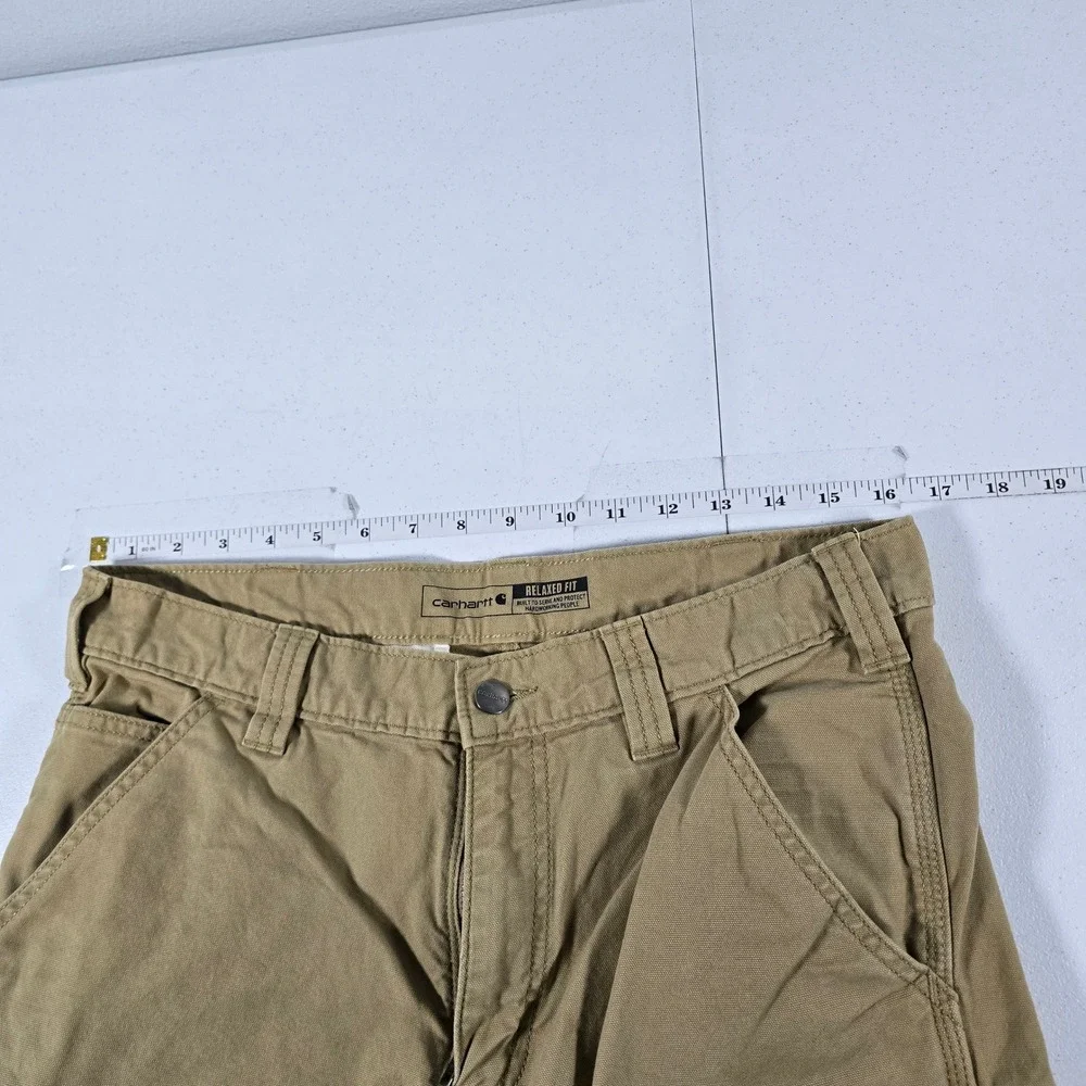 Carhartt Mens Rugged Flex Relaxed‎ Fit Canvas Cargo Work Short Tan BS3542-M 32